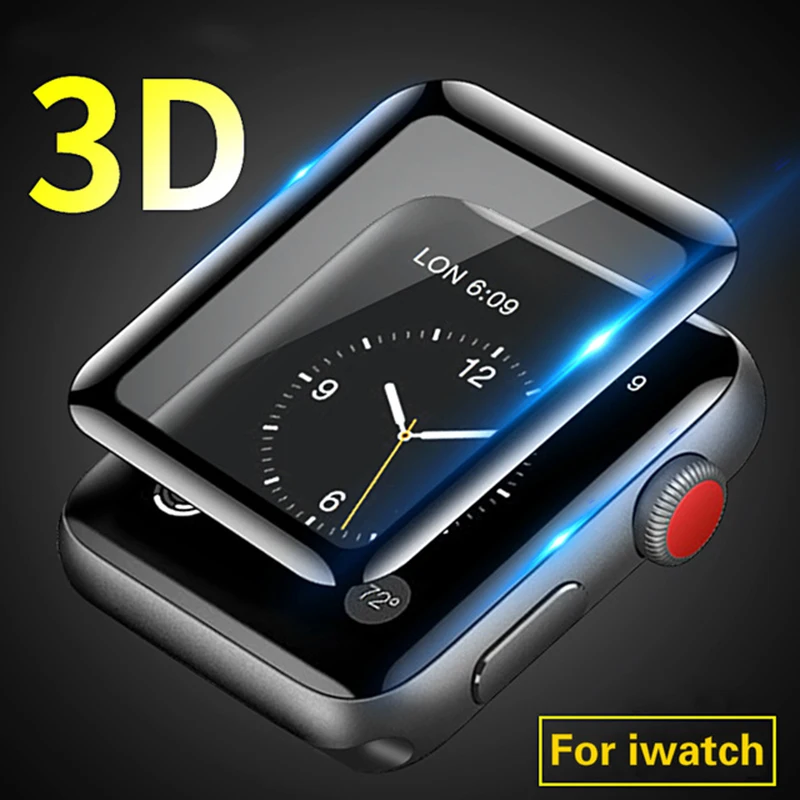 3D изогнутое полное покрытие закаленное стекло для Apple Smart Watch 38 мм 40 42 44 9H Защита