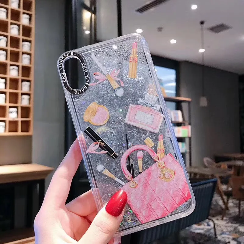 Зыбучий песок чехол для iPhone X Xr Xs Max 7 7Plus 8 Plus жесткий пластик динамическая жидкость
