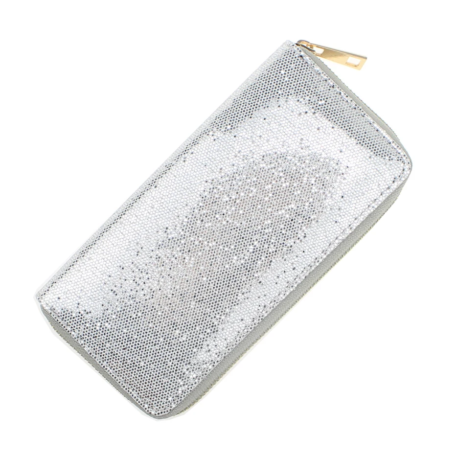Cheap Silver Eyebrow Printing Womens Wallets And Purses Zipper Long Clutches Women Credit Card Wallet Travel Phone | Багаж и сумки