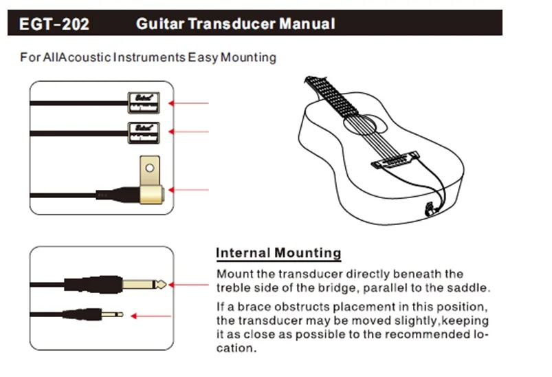 Бесплатная доставка! EGT-202 Гитары датчиков для всех акустических инструментов s