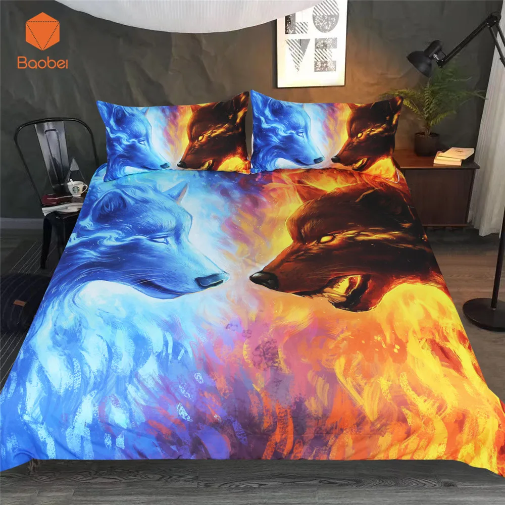 Комплект постельного белья из 3 предметов с изображением волка роскошный мягкий
