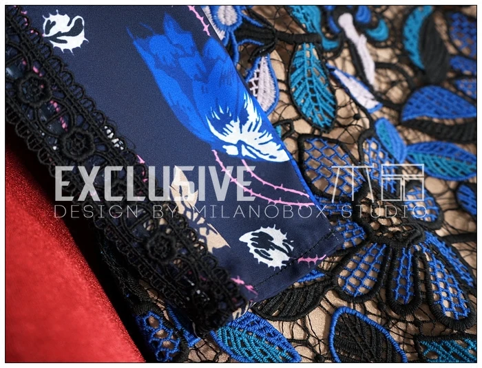 Весна 2017 Новое поступление женская одежда модное синее платье с длинным рукавом