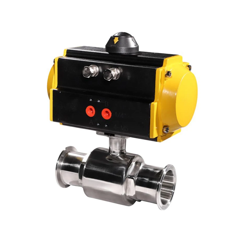 Безопасный для пищевых продуктов санитарный пневматический двухходовой шаровой