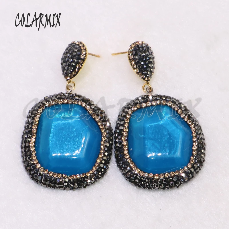 Серьги-капельки с кристаллами 5 пар Разноцветные серьги камнями модные