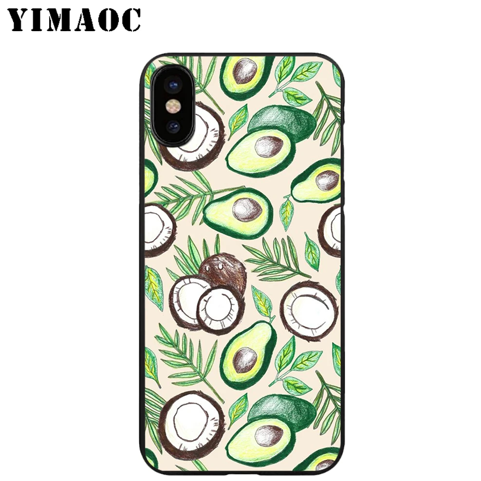 YIMAOC плод кокос пляж Мягкий ТПУ Черный силиконовый чехол для iPhone X или 10 8 7 6 6S Plus 5 5S