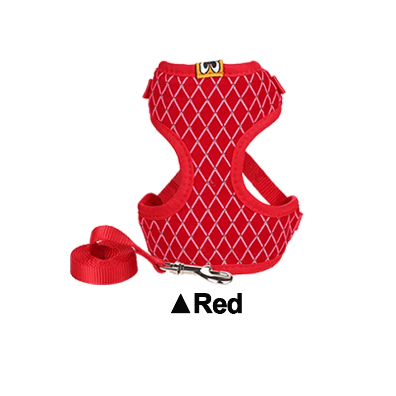 Red S/L стразы, поводок для кошек и поводок, набор, дышащая сетка, маленький питомец, Сбруя-жилет, уличные ходячие поводки для кошек, щенков, собак - Цвет: Red
