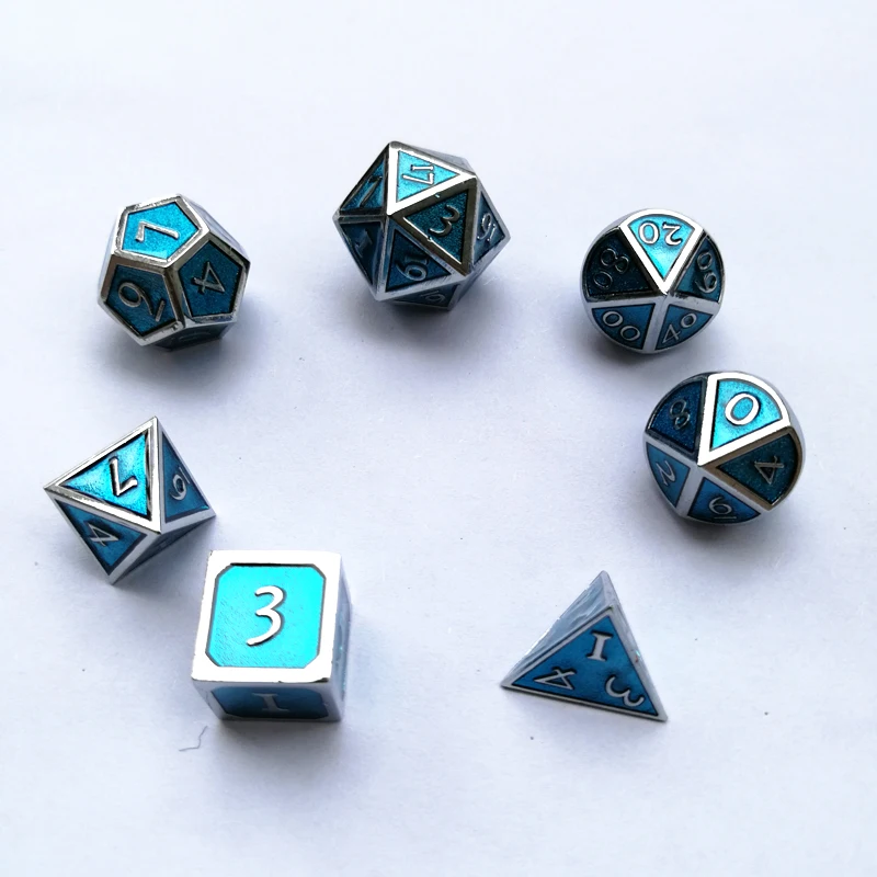 Заводские Экспорт шрифт Подземелья и Драконы 7 шт./компл. Творческий RPG кости d& d кокиль хром прозрачный синий