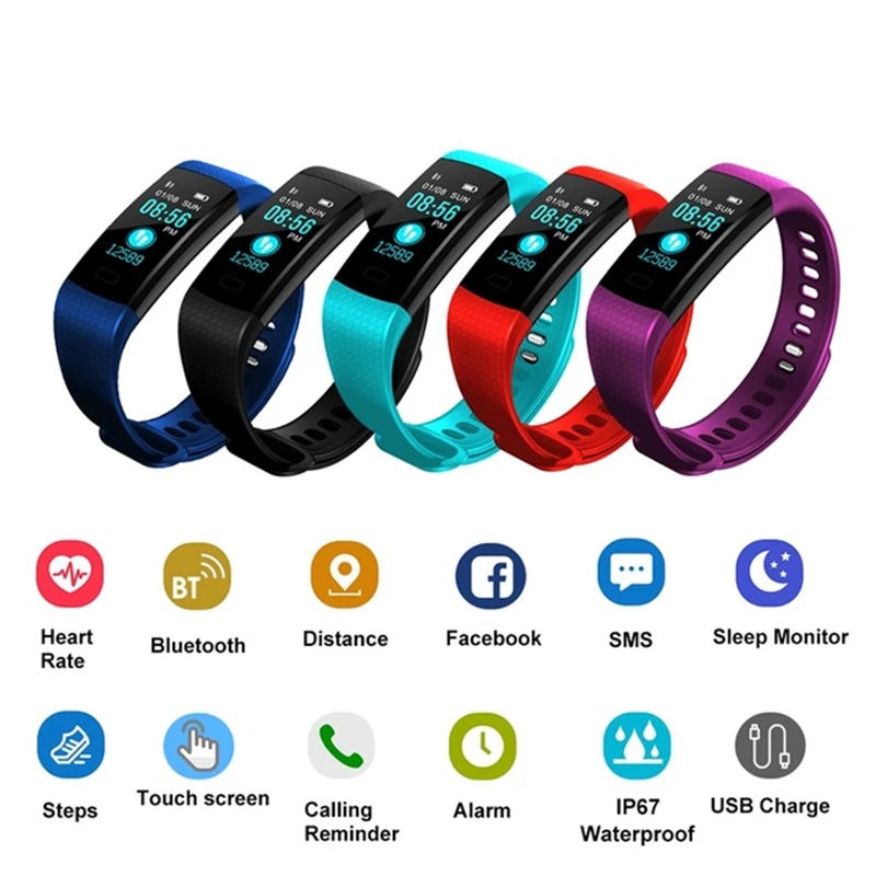 Y5 Smart Сердечного ритма трекер Фитнес Smartband Водонепроницаемый Смарт Браслет Умные