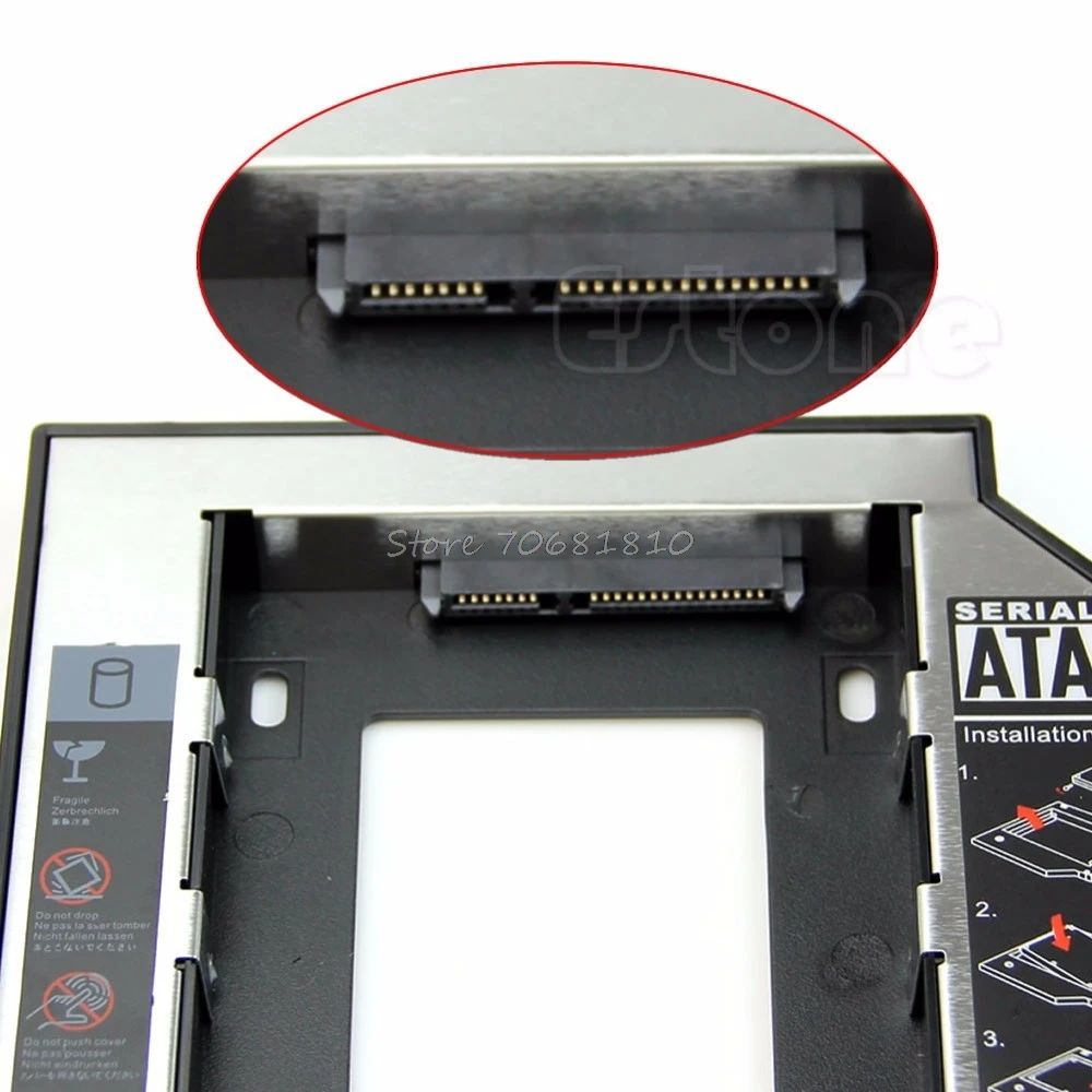 Универсальный 12,7 мм SATA 2nd SSD HDD жесткий диск Caddy для DVDROM CD оптический отсек Прямая поставка