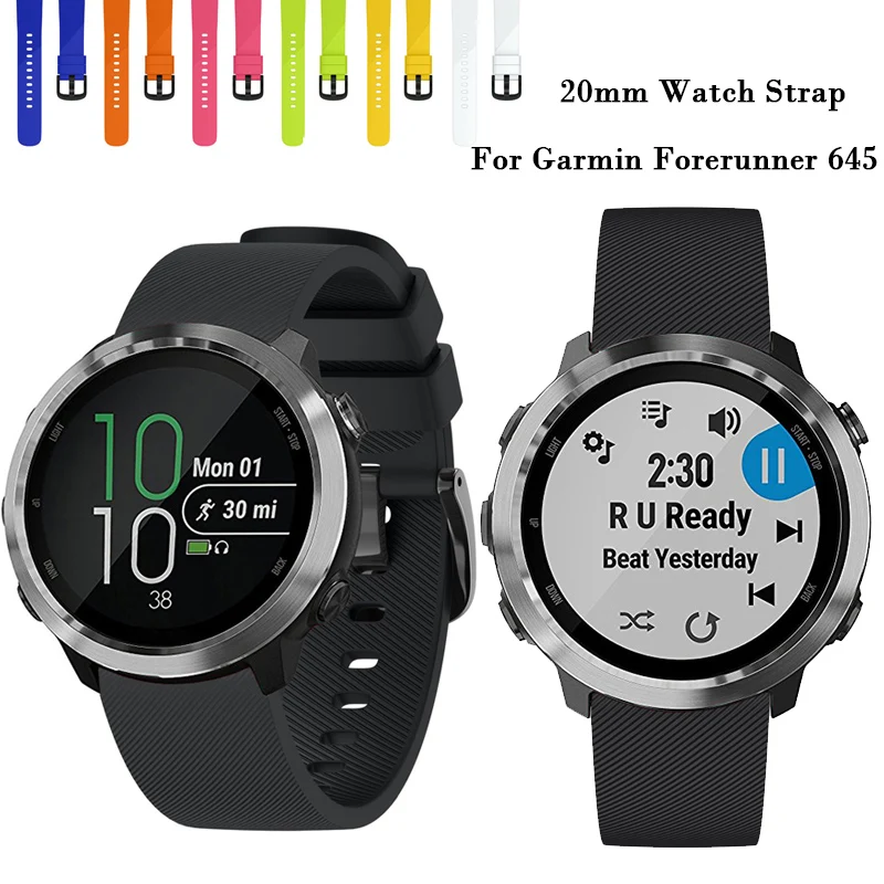 Ремешок силиконовый для смарт часов Garmin Forerunner 645 20 мм|Ремешки часов| |