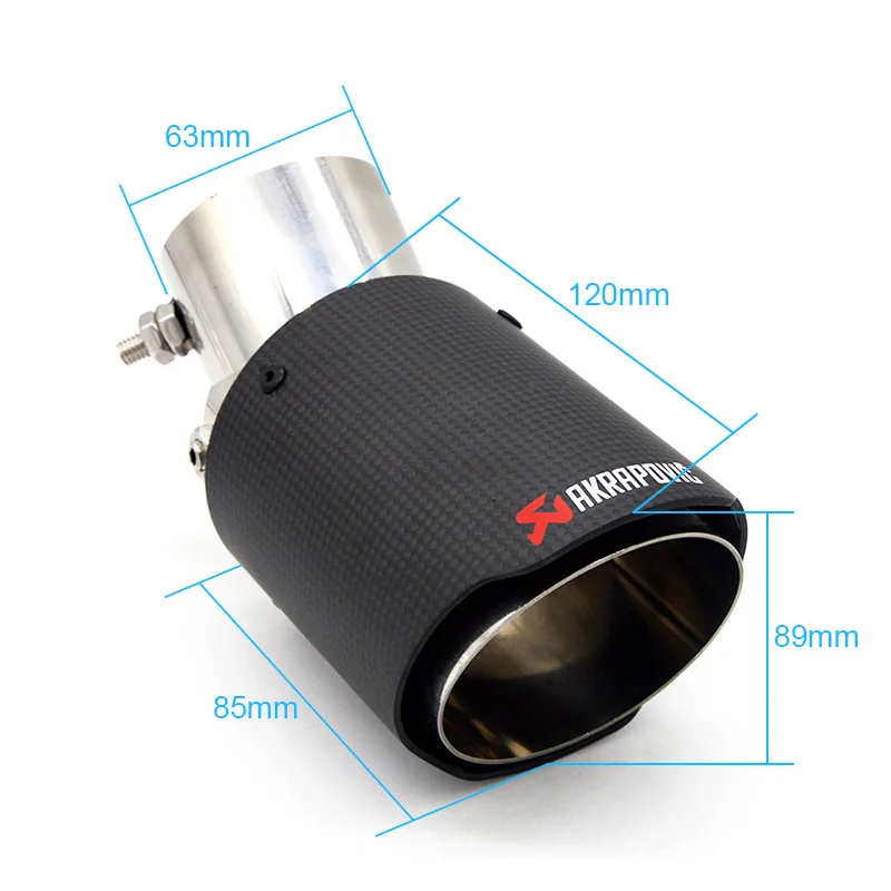 Универсальный карбоновый регулируемый угол Akrapovic наконечник выхлопной трубы для Abarth Fiat punto 500 Suzuki Свифт Vitara Jimmy SX4 Alto - Цвет: B Style 63mm 89mm