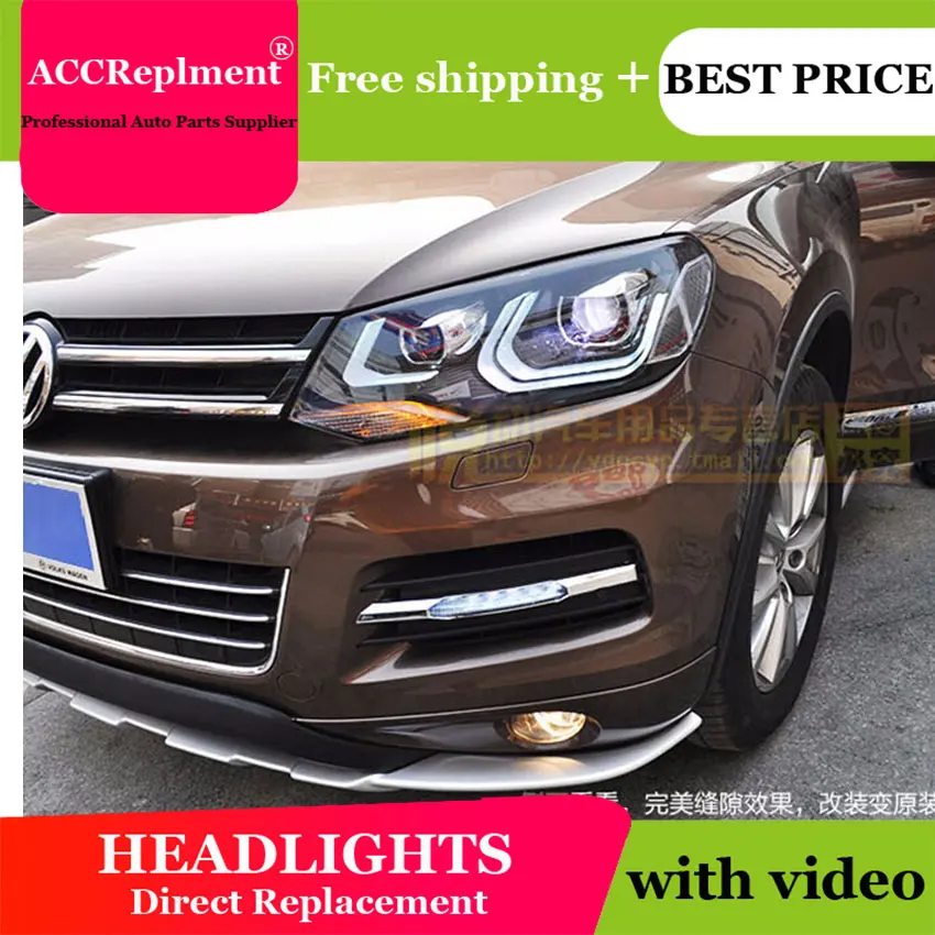 Автомобильный Стайлинг VW Touareg фары 2013 2015 двойной Angel eye led drl H7 hid Bi Xenon объектив фара