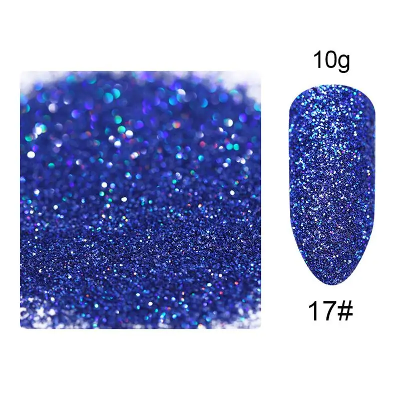 10g-color017 10 г/пакет голографическая Лазерная пудра для ногтей Блеск для дизайна ногтей 5 г мерцающий хромированный пигмент для ногтей пыль DIY дизайн для дизайна ногтей для гель-лака - Цвет: 10g-color017