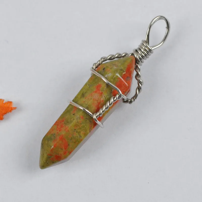 Ювелирные изделия из натурального ювелирного Unakite Epidote Lucky Point GEM S1230|wire wrapping jewelry|gem