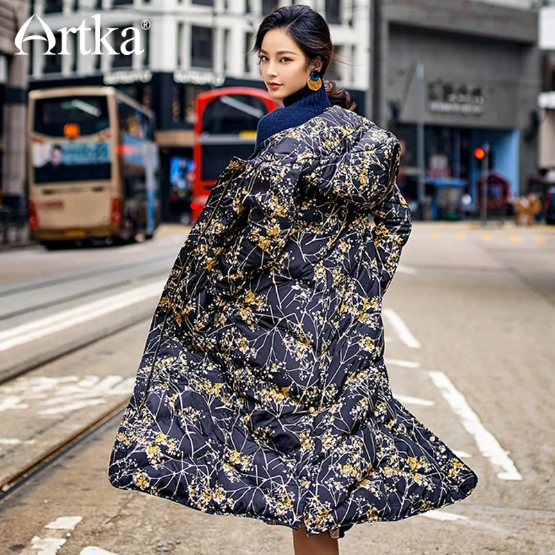 ARTKA Новая серия город женское пуховое пальто зима длинный 90% белый утиный пух