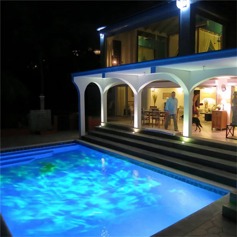 Светодиодные Праздничные проекторы синий/теплый белый огонь лазерный пейзаж