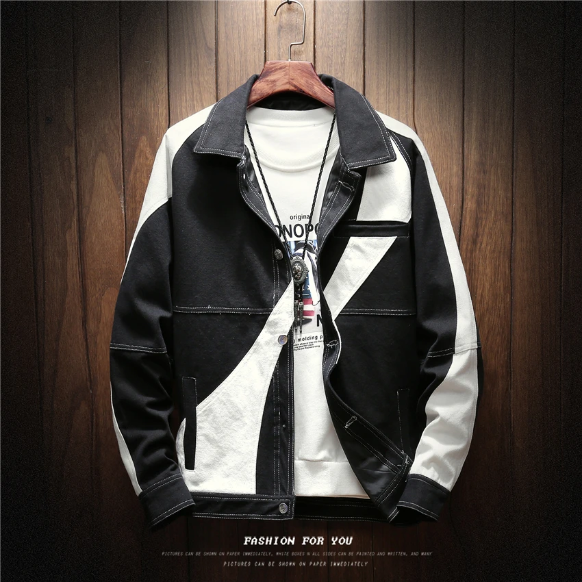 

Large Size 6XL Fall Winter Mens Denim Jackets White Red Black Youth Male Fashion Splice Motorcycle Coats
