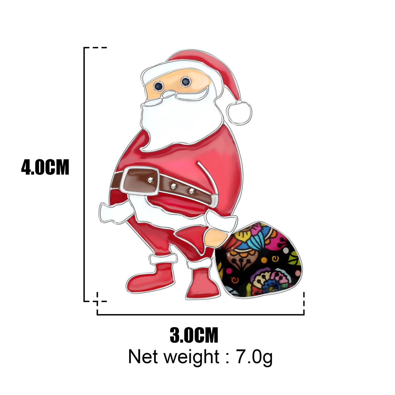 WEVENI Enamel Alloy Christmas Santa Claus Gift Bag Brooches Scarf Clothes Pin Jewelry For Women Girls Teens Navidad Decorations | Украшения