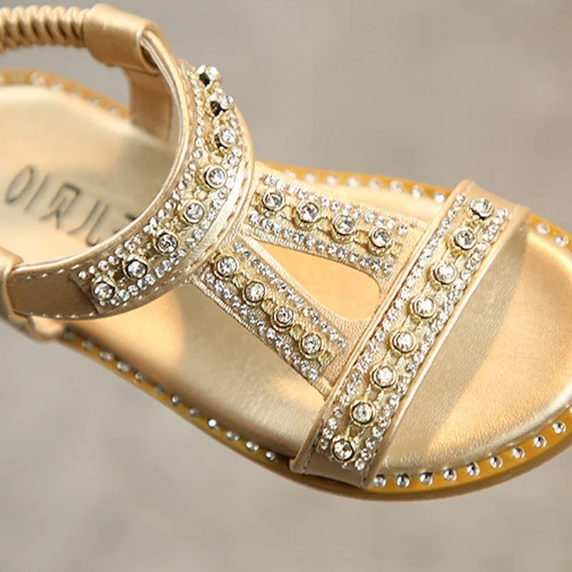 Летняя обувь для маленьких девочек детская принцессы с кристаллами в римском