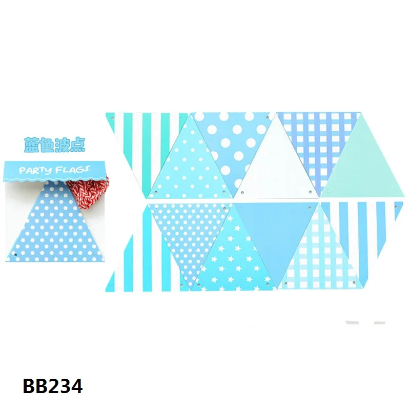 12 флагов/набор синий горошек полоса тема овсянка баннер Baby Shower вечеринка для мальчика день рождение украшение дома детская комната Вымпел гирлянда