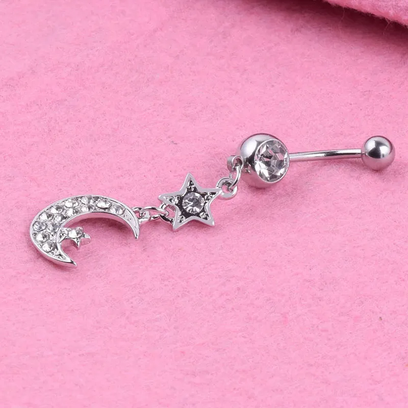 Панк кристалл луна болтаются пупка пирсинг кольца тела хирургическая сталь