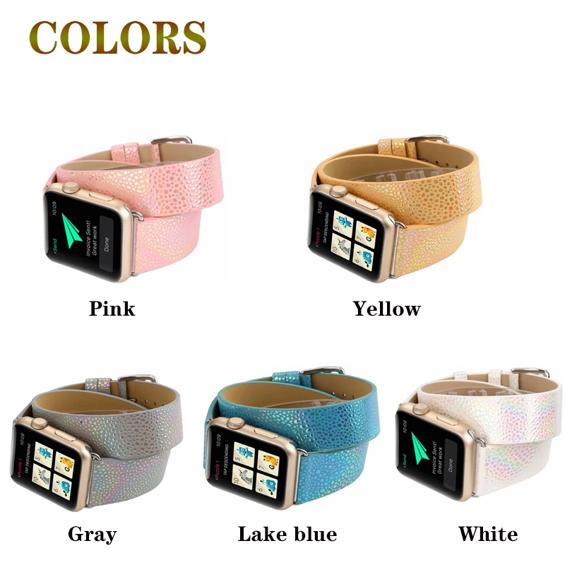 Браслет из натуральной кожи с двойным кольцом ремешок для Apple Watch 42/38 мм рисунком в