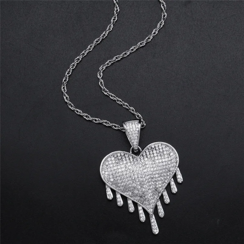 

Распродажа от производителя, подвеска в виде капельного сердца OMYFUN, ожерелье для женщин и мужчин, украшение в стиле хип-хоп с блестками, куло...