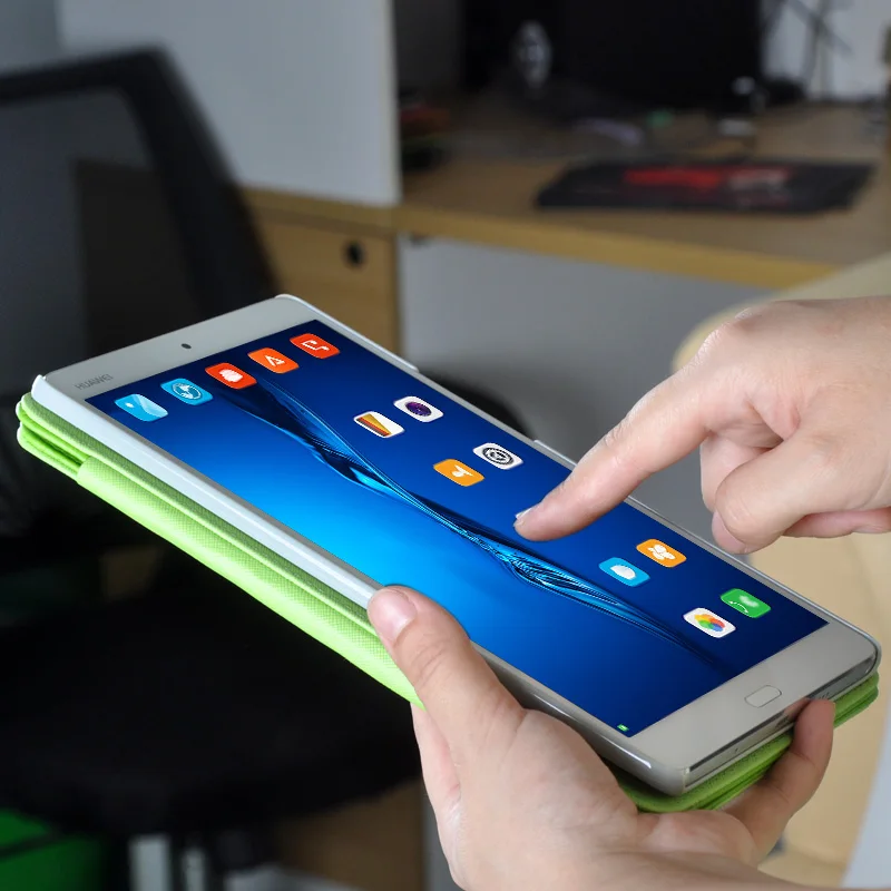 Чехол подставка из искусственной кожи с магнитным принтом для планшета Huawei MediaPad