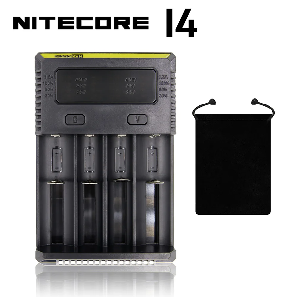 Nitecore D4 D2 I4 I2 Digi зарядное устройство lcd интеллектуальная схема глобальная страховка Li-Ion 18650 14500 16340 26650 зарядное устройство - Цвет: New I4 And Bag