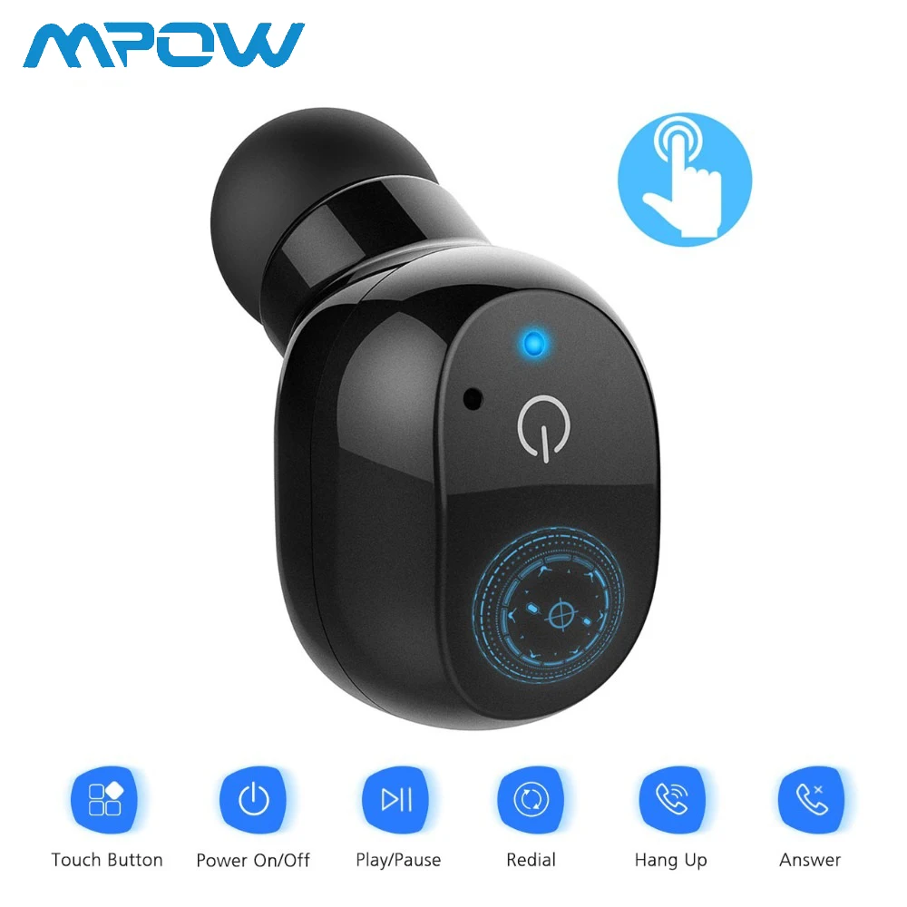 Мини Mpow EM12 Беспроводные наушники с одним наушником Bluetooth V4.2 сенсорное управление