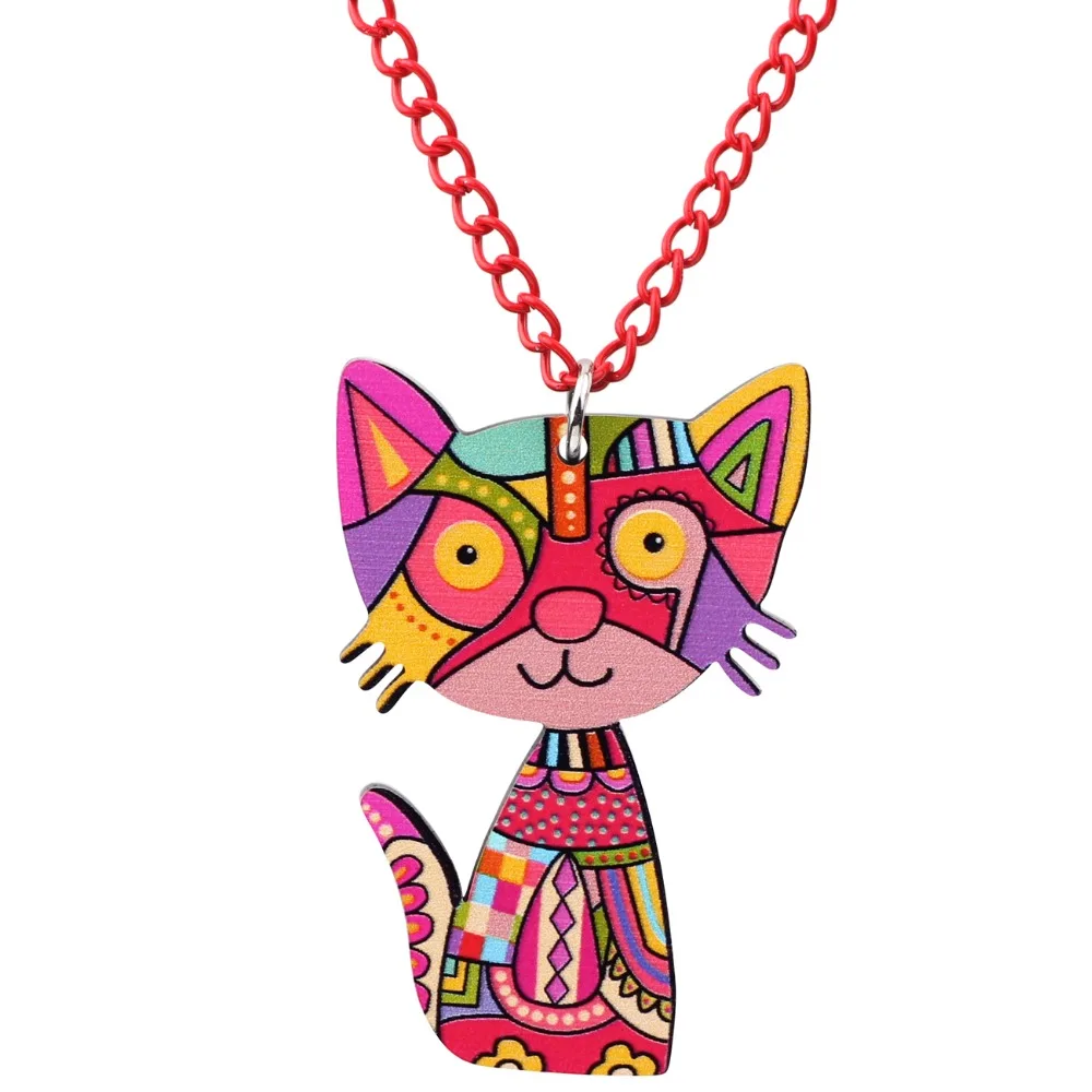 Bonsny Statement Acrylic Anime Kitten Cat Necklace Pendant Chain Choker Collar Animal Jewelry For Women Girls Pet Lovers Gift | Украшения и