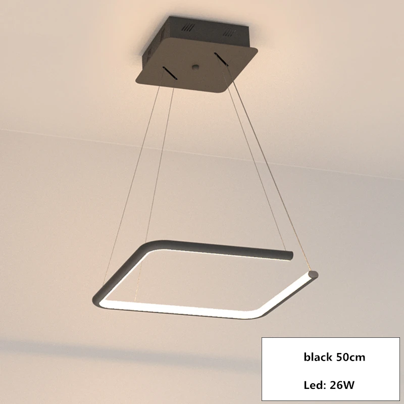 1 ring L50cm 26W Современный Пульт Управление затемнения блеск Led люстра прямоугольник светильник Led подвесная люстра Обеденная висит Lamparas - Цвет абажура: 1 ring L50cm 26W