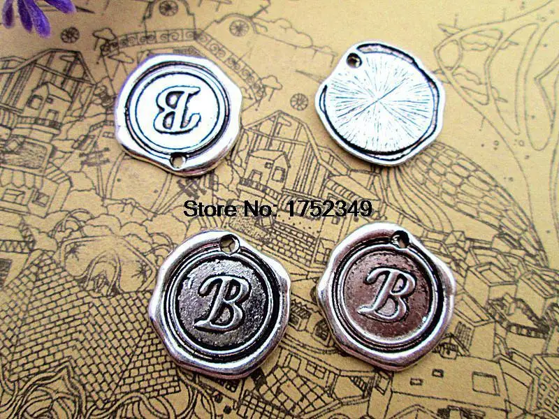 

15pcs-Letter B Alphabet Charms Pendant silver tone 18x18mm