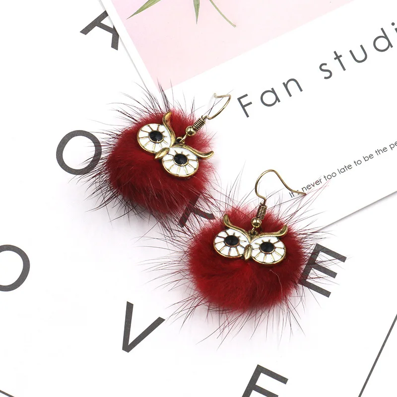 Женские винтажные серьги-гвоздики в виде совы металлические серьги с шариками