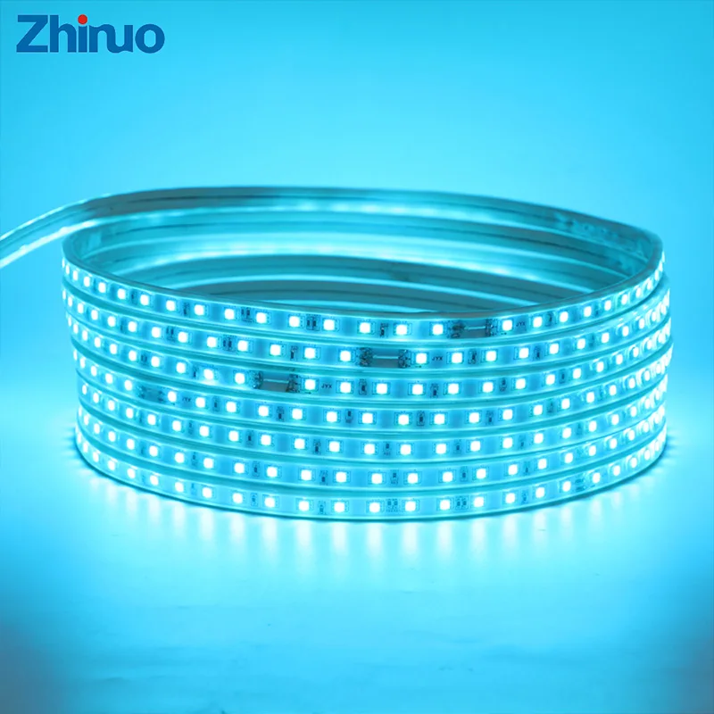 Цветная (RGB) Светодиодные ленты гибкие неоновые полосы светильник SMD5050 Flex AC220V 60