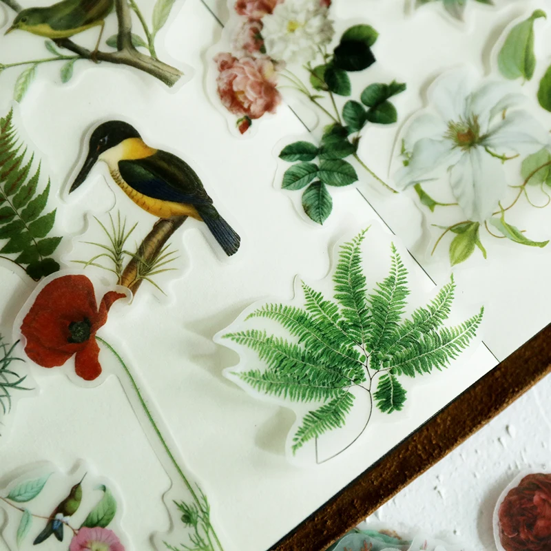 Цветы и птицы иллюстрация Vellum бумажные наклейки для скрапбукинга счастливый