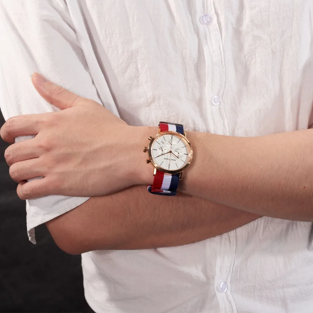 Часы мужские водонепроницаемые в британском стиле с нейлоновым ремешком |