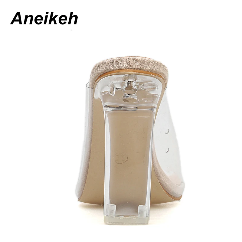 Aneikeh 2021 ПУ весна/осень модные однотонные прозрачные туфли-лодочки для женщин на