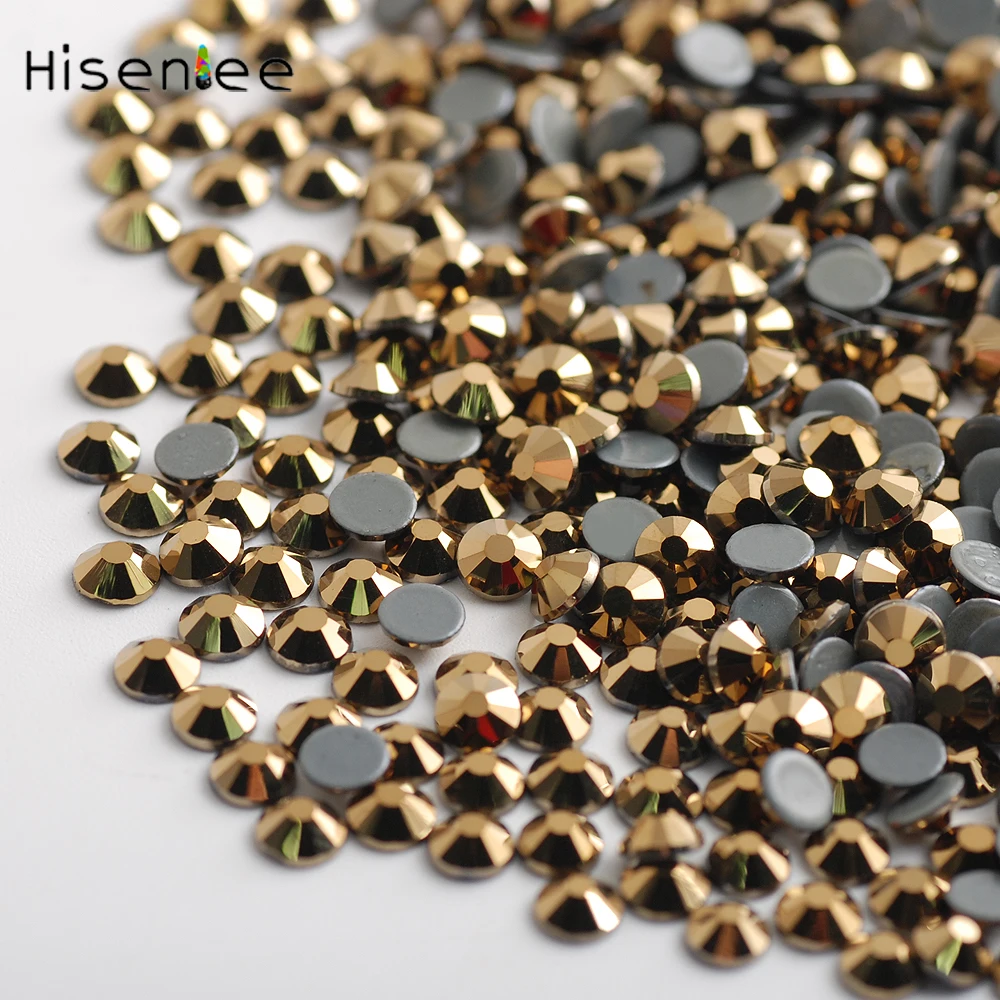 Hisenlee AAAA SS3 ~ SS30 Aurum золото гематит стекло драгоценный камень Горячая фиксация