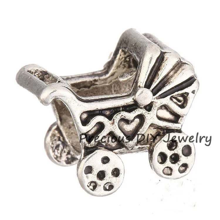 2 шт. серебряные большие свободные Детские каретки Европейские Бусины с