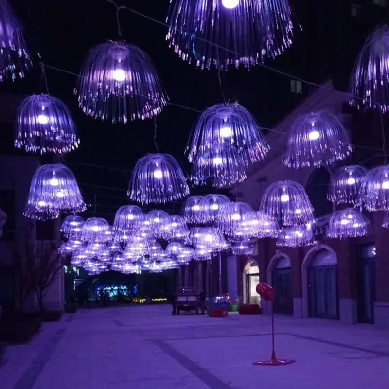 Открытый волоконно-оптический Медузы фонарь лампа 60 см светодиодный гирлянда