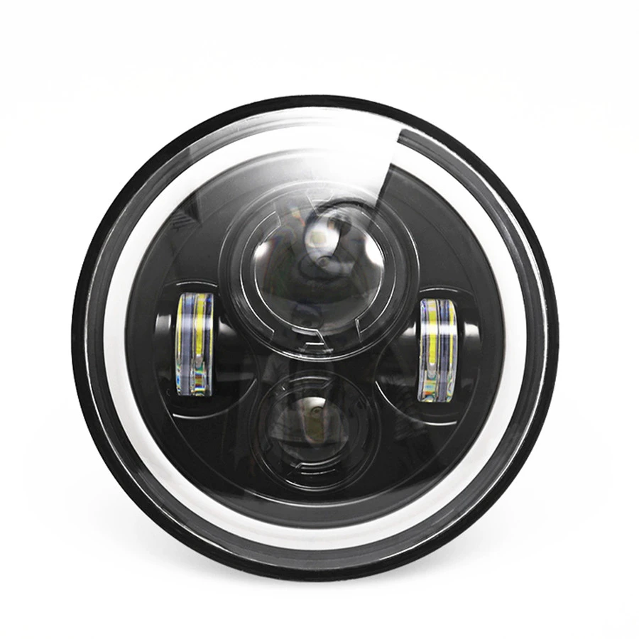 

Eyes Led Headlight For Jeep Wrangler 7" 100w Of 97-18 Motorcycle Halo Angle