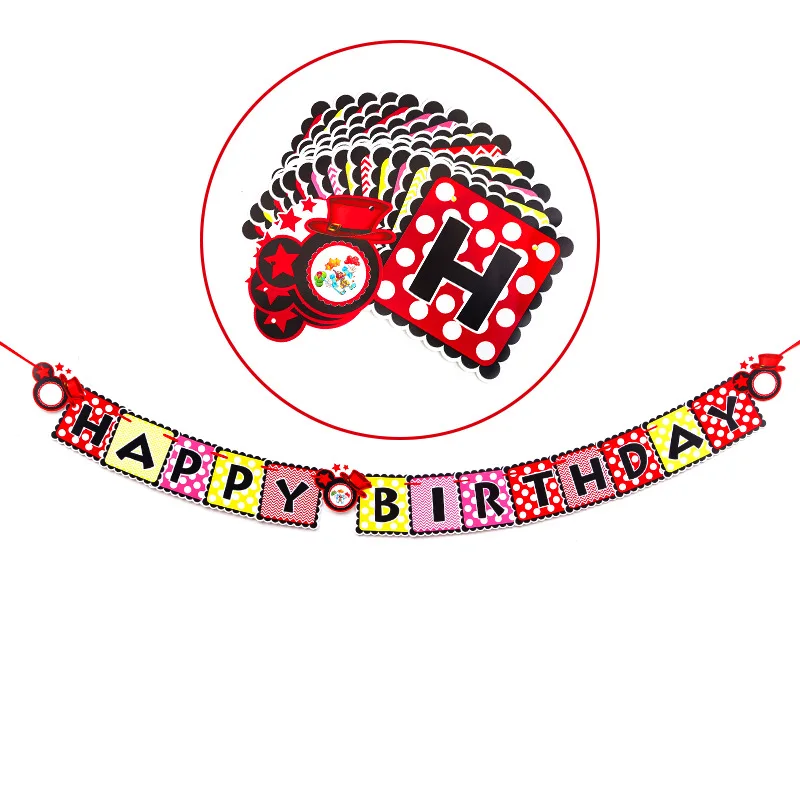Red square banner 1 Набор, Минни, anniversaire, Вечерние Декорации, баннеры, буквенные пастельные баннеры для детского душа, баннеры для девочек, украшения для душа, Anniversaire - Цвет: Red square banner