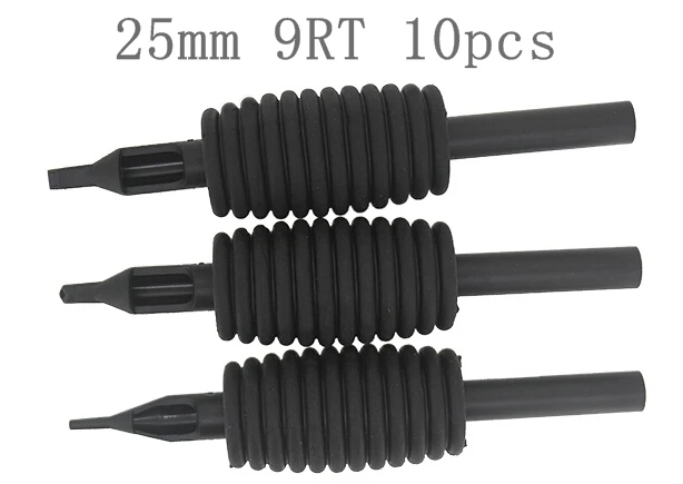 

10PCS Sterile Disposable Black Tattoo Tube With 3/4" 25mm 9RT Grips For Machine Kit Set Supply