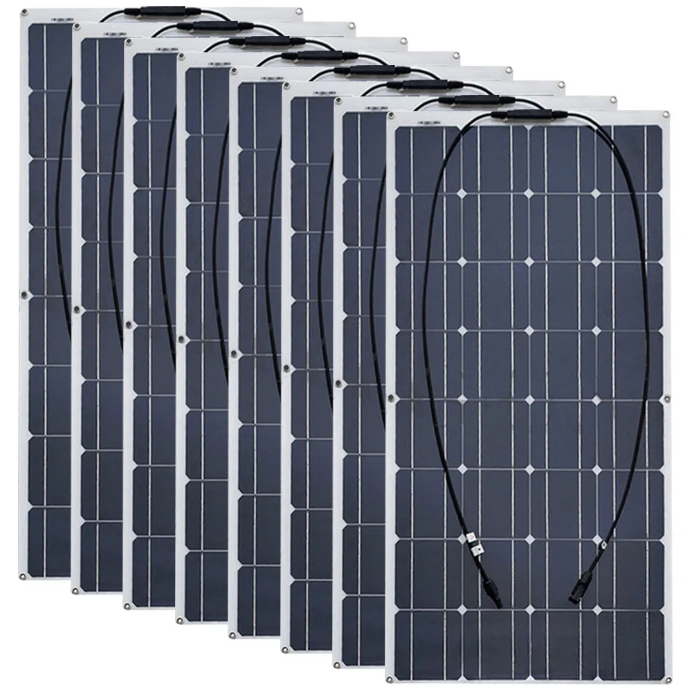 8pcs solar panel 4 шт., 6 шт., 8 шт., 10 шт., гибкие солнечные панели, 100 Вт, монокристаллическая батарея, 12 В, 24 В, 100 Вт, портативное зарядное устройство placa 400 Вт, 600 Вт, 800 Вт - Цвет: 8pcs solar panel