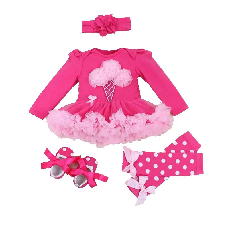 Сладкий Платье для маленьких девочек 4 шт. мороженое Кружево платье-пачка