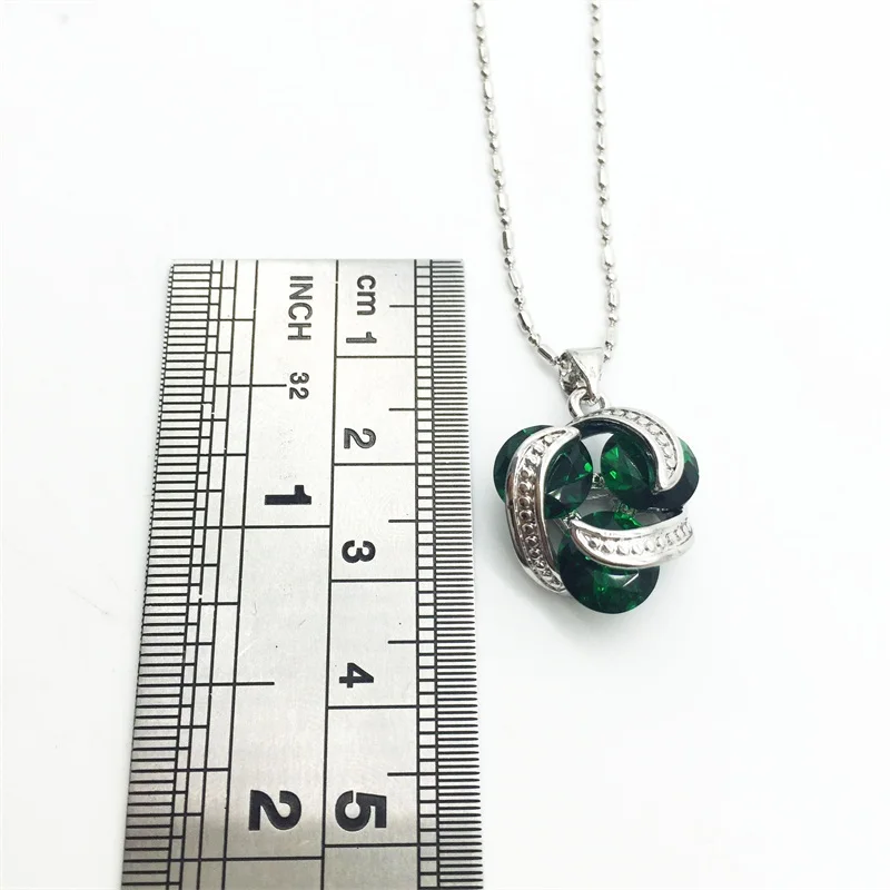 Super Design Round Green Jewelry Sets Women Silver Necklace &amp Pendant Earrings Rings Size 6 7 8 9 Free shipping | Украшения и