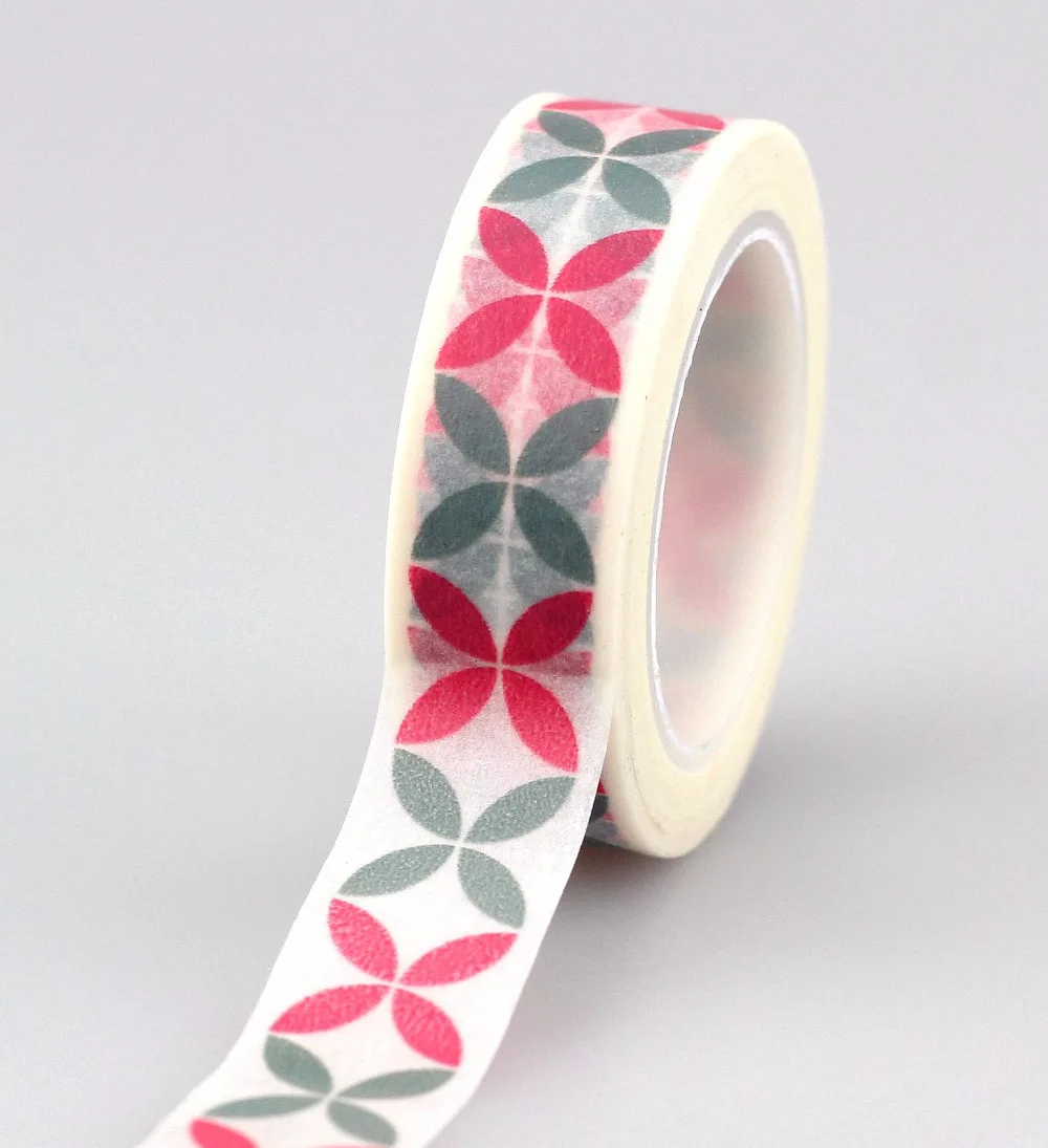 

1.5cmx10m 1pc Geometry Design Decorative Washi Tape Japanese DIY for planner Scrapbooking DIY Masking Tape School Office Supply