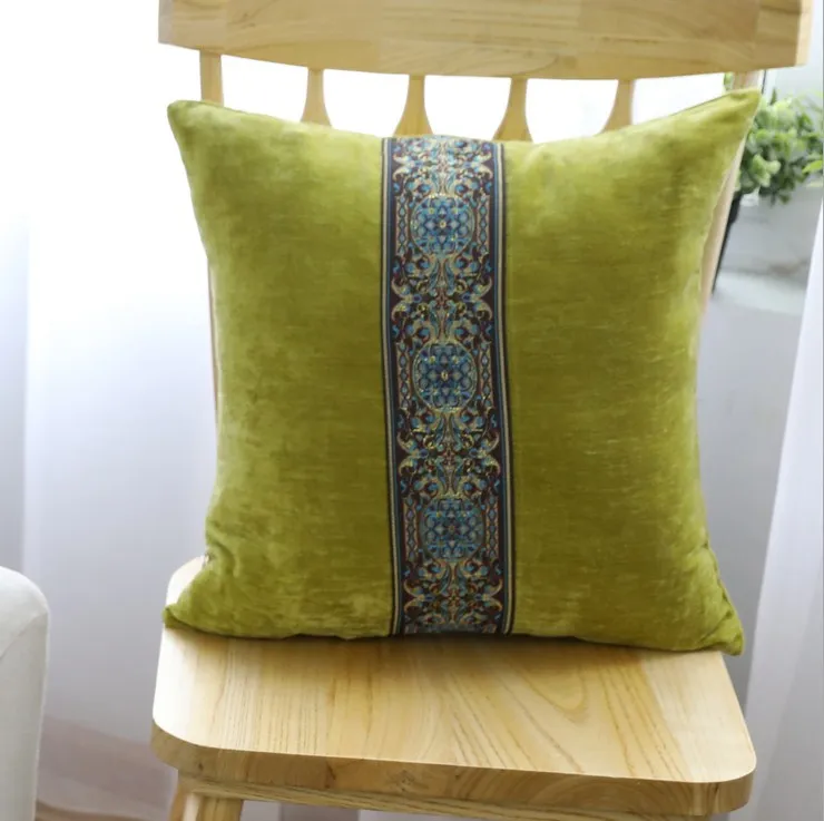Embroidered Velvet Cushion Cover Blue / Green Grey Color Pillow Case 45*45cm 60x60cm Sofa Covers Decorative funda cojin | Дом и сад