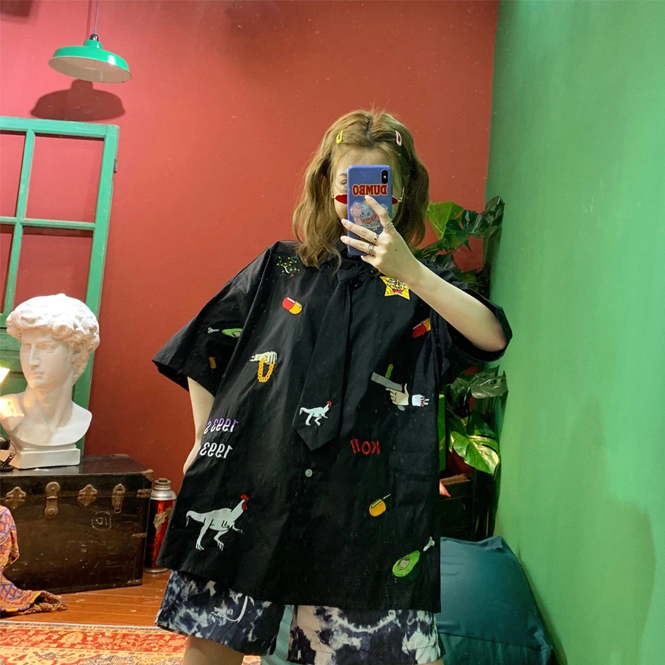 Рубашка женская с коротким рукавом горчичный зеленый | Женская одежда